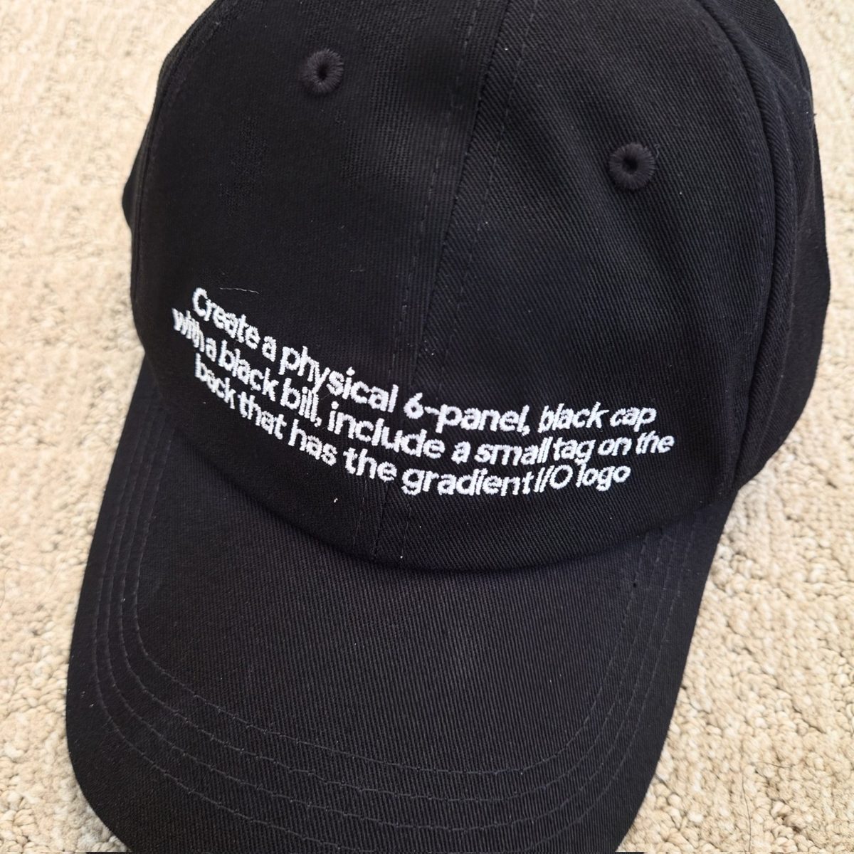 Google Google I/O 2026 cap with its own gen prompt embroidered