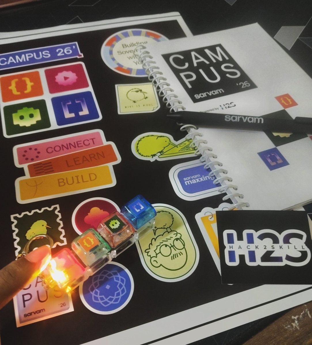 Sarvam Campus '26 kit (light-up cube keychain)