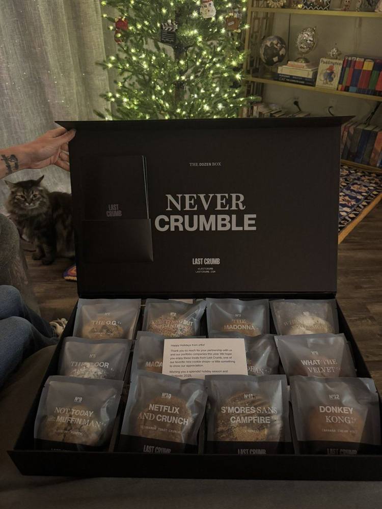 a16z 'Never Crumble' holiday cookie box